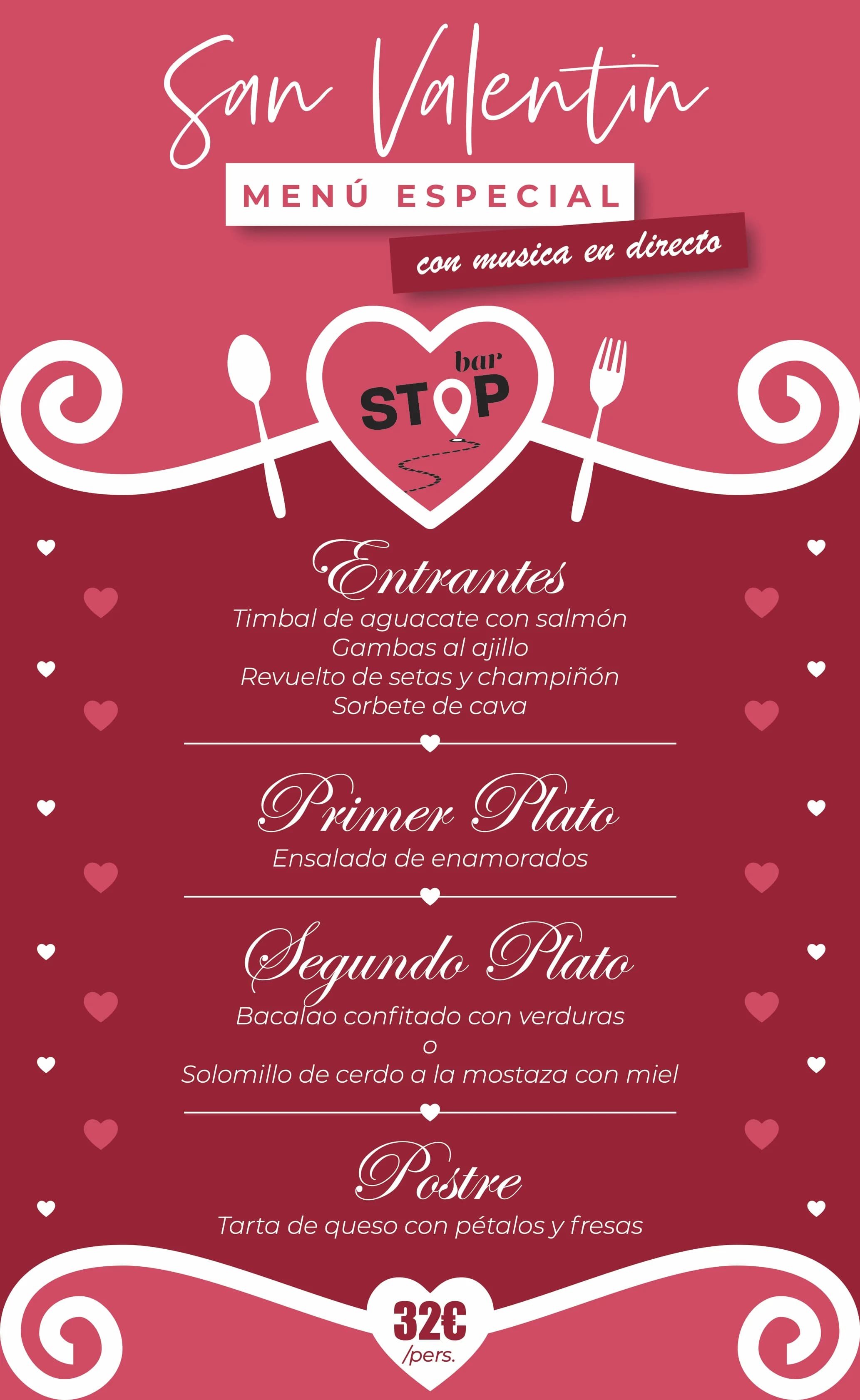 Bar Stop Valentine's Day special menu