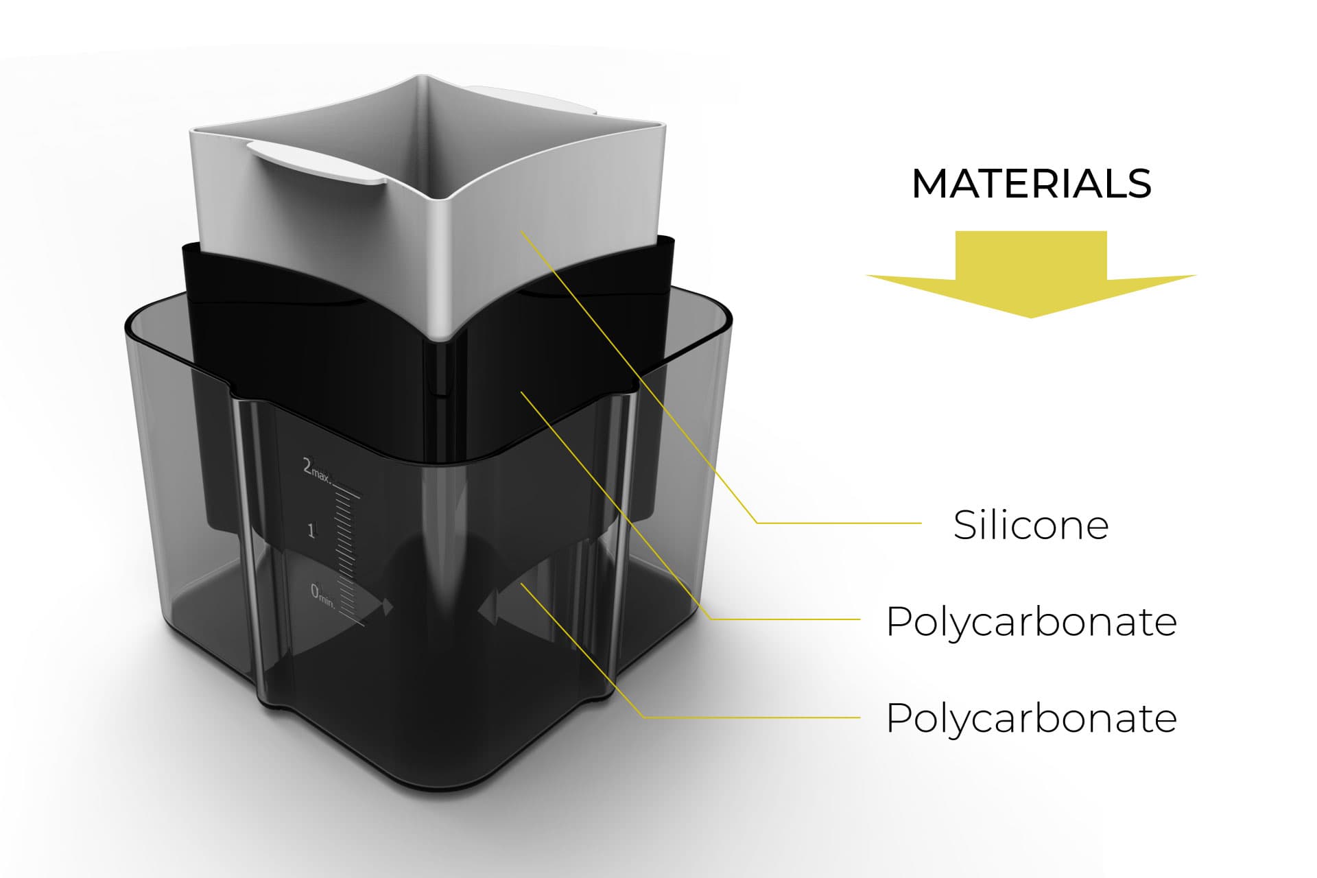 Eureka — materials: Silicone + Polycarbonate × 2