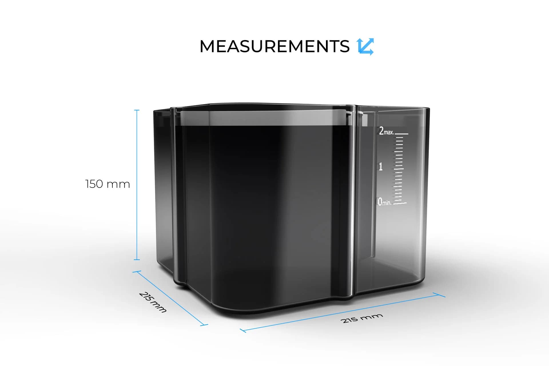 Eureka — dimensions 215 × 215 × 150 mm